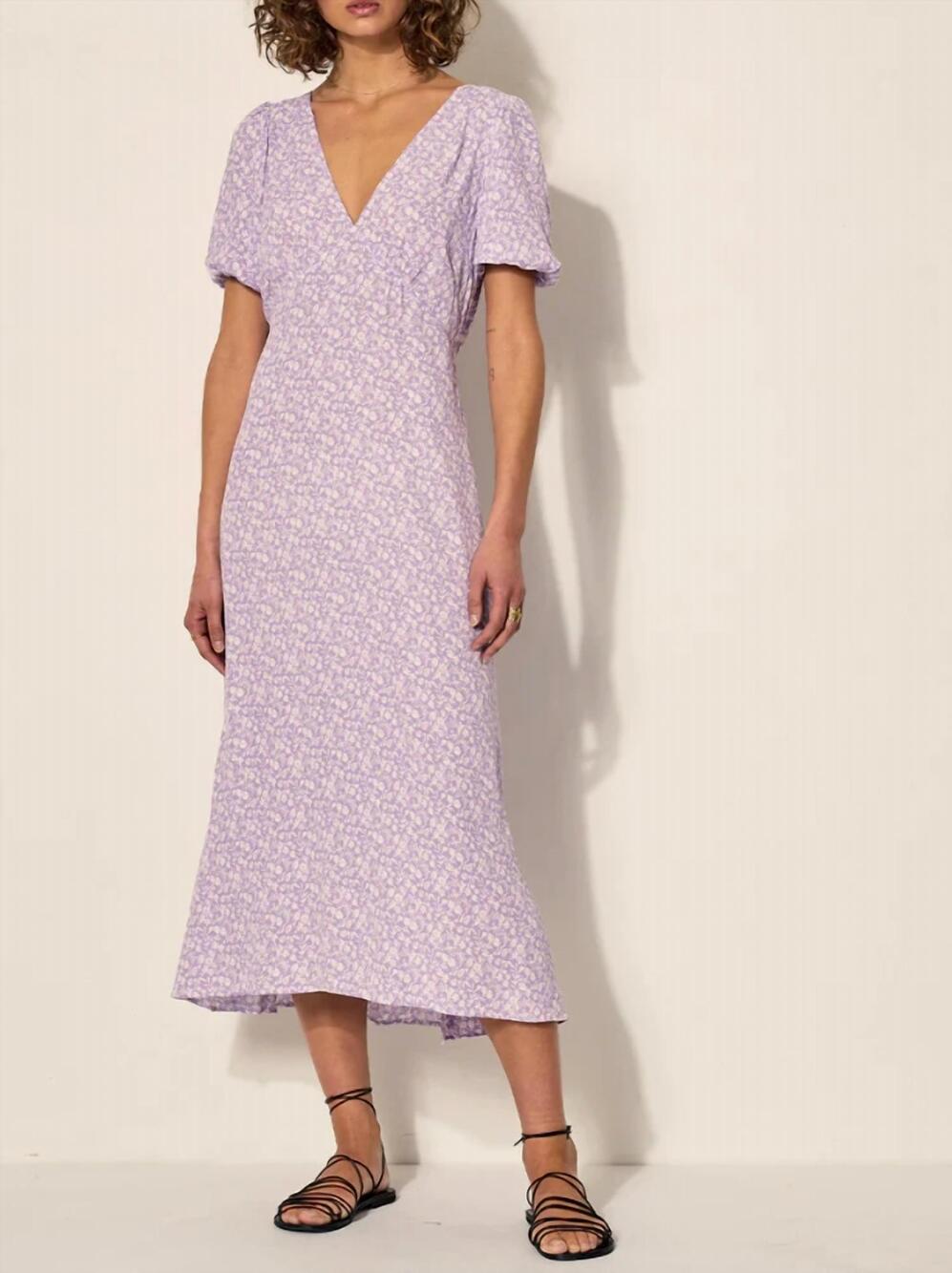 NEW KIVARI elise tie back midi dress in lilac ditsy floral